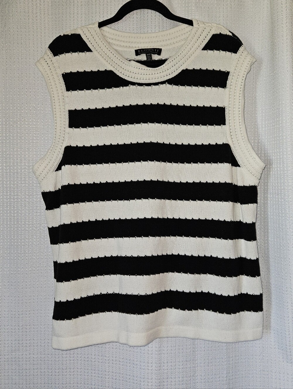 ELOQUII Sweater Vest Black And White Striped Sleeveless Oversized Sz 18-20